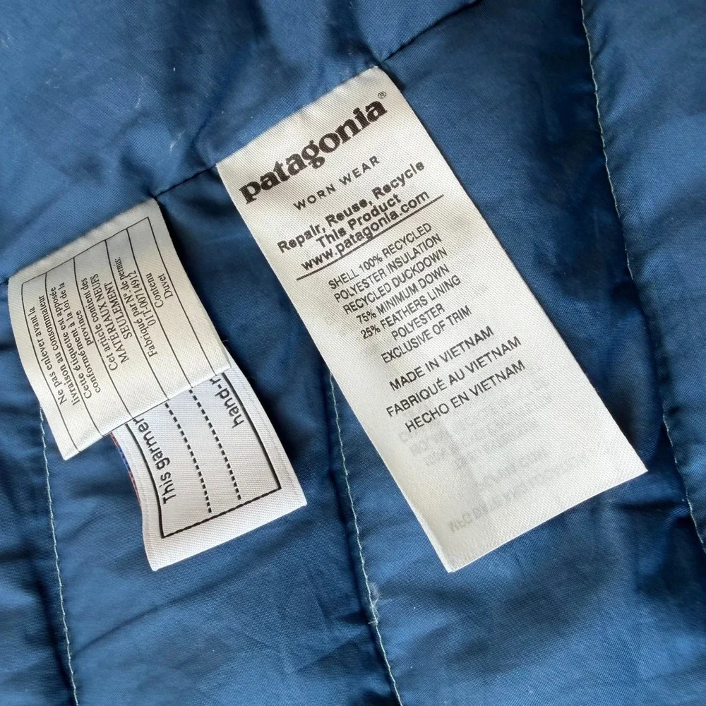 Patagonia‎ Youth Girls Down Vest Aqua Teal Lightweight Puffer Size XL 14